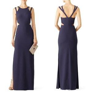 LIKELY Navy Marina Cutout Gown Navy Side Slit Maxi